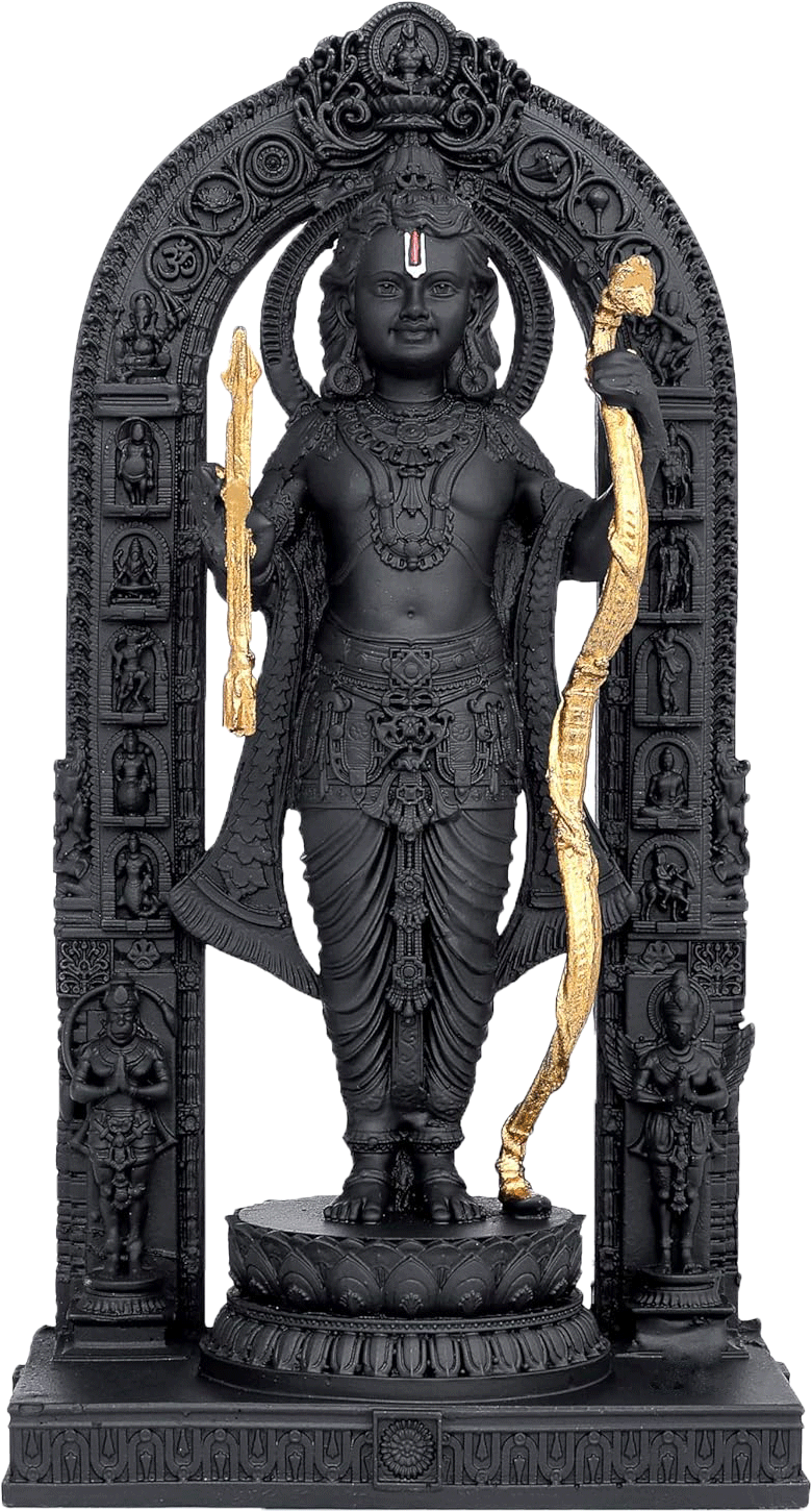 Divine 9 Inch Shree Ram Lalla Murti in Ayodhya mandir Ramlalla Temple Idol for Pooja Shree ramlalla ayodha murti - Black & Golden(Resin Material)