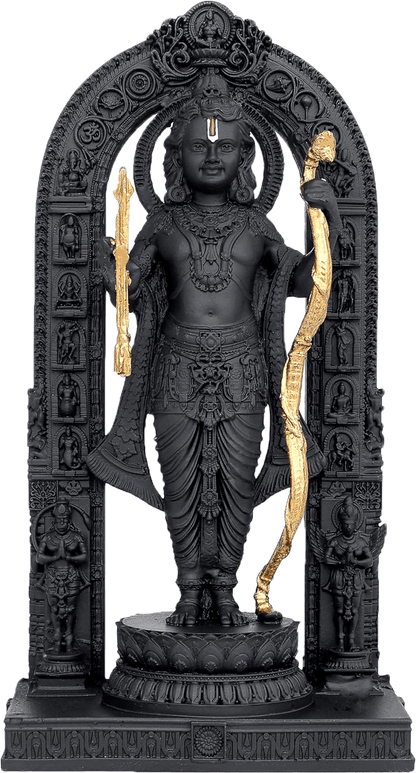 Divine 9 Inch Shree Ram Lalla Murti in Ayodhya mandir Ramlalla Temple Idol for Pooja Shree ramlalla ayodha murti - Black & Golden(Resin Material)