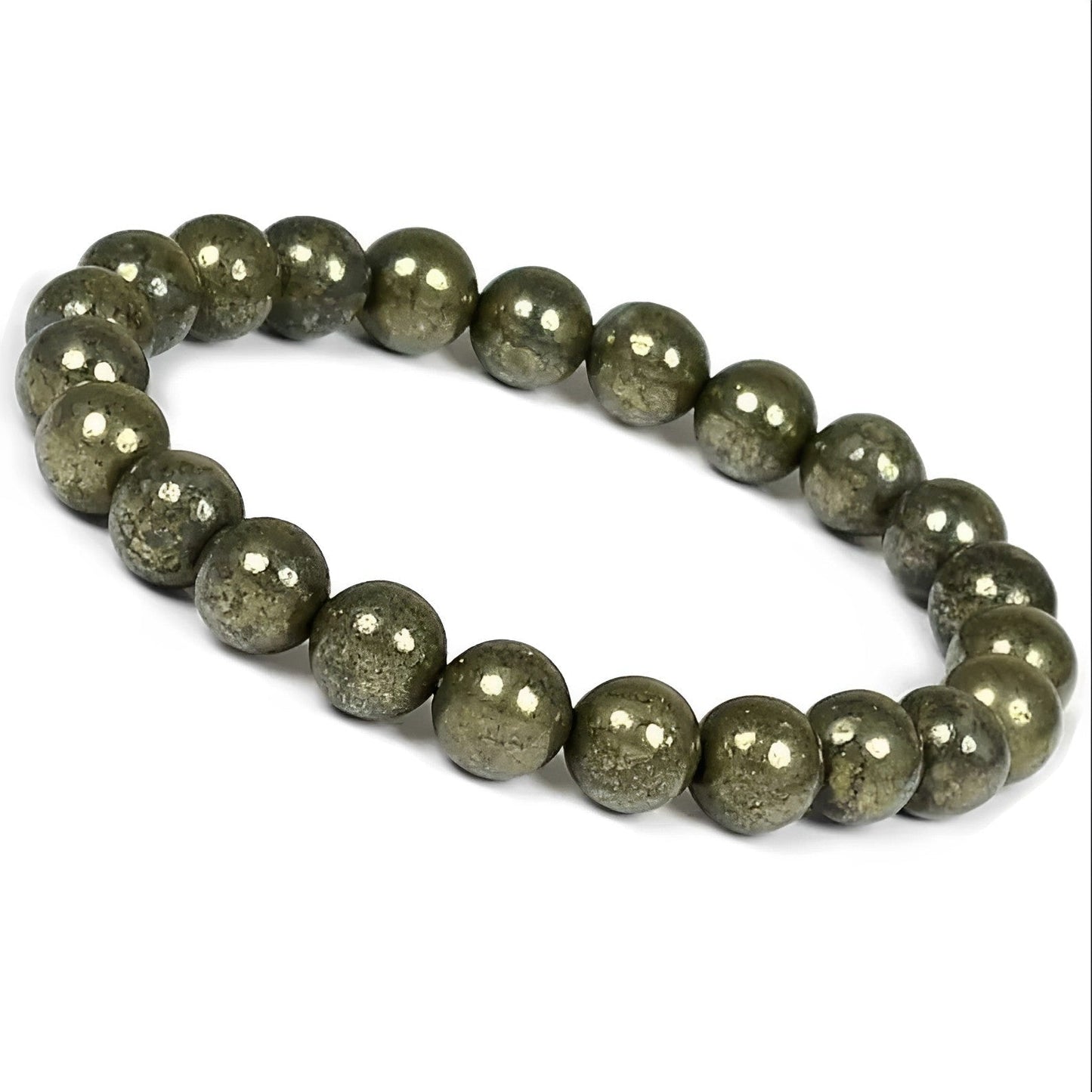 Natural Pyrite Bracelet - Reiki Charged Healing Crystal Stone 8 Mm Bracelet, Charged By Reiki Grandmaster & Vastu Expert For Males and Females Both