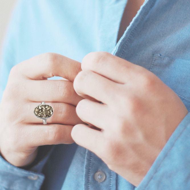 Natural Adjustable Pyrite Ring - Charged by Reiki Ring for Women and Men for Wealth, Abundance and Success