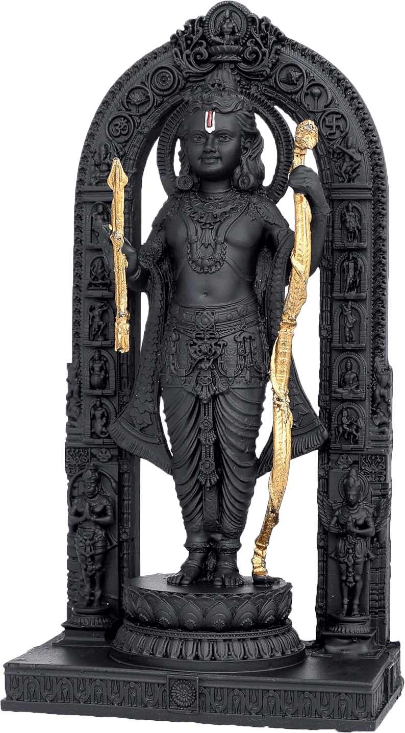 Divine 9 Inch Shree Ram Lalla Murti in Ayodhya mandir Ramlalla Temple Idol for Pooja Shree ramlalla ayodha murti - Black & Golden(Resin Material)