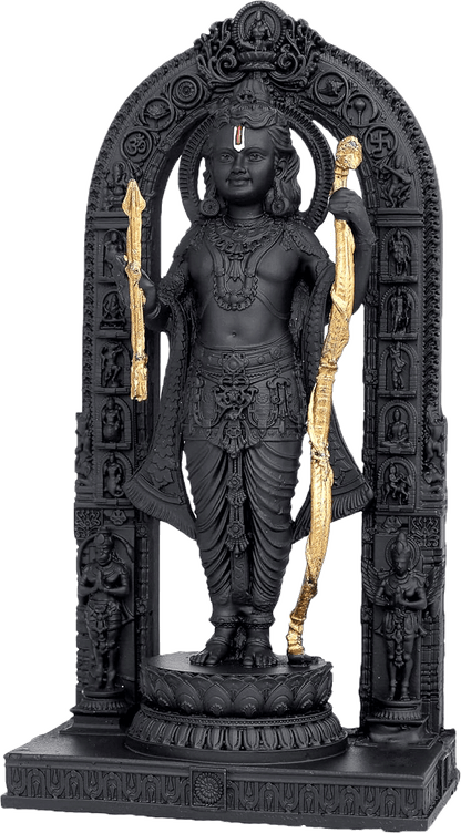 Divine 9 Inch Shree Ram Lalla Murti in Ayodhya mandir Ramlalla Temple Idol for Pooja Shree ramlalla ayodha murti - Black & Golden(Resin Material)