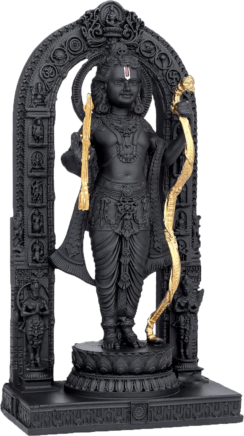 Divine 9 Inch Shree Ram Lalla Murti in Ayodhya mandir Ramlalla Temple Idol for Pooja Shree ramlalla ayodha murti - Black & Golden(Resin Material)