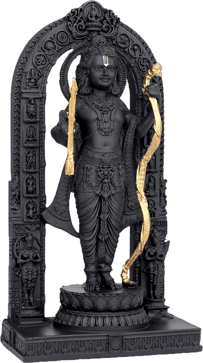 Divine 9 Inch Shree Ram Lalla Murti in Ayodhya mandir Ramlalla Temple Idol for Pooja Shree ramlalla ayodha murti - Black & Golden(Resin Material)