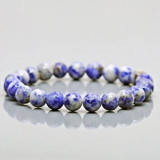 Natural Sodalite Round Beads Stretch Bracelets, Charged by Reiki Grand Master & Vastu Expert for Unisex