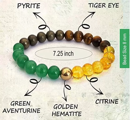 Money magnet bracelet for wealth attraction with natural crystals for abundance and prosperity