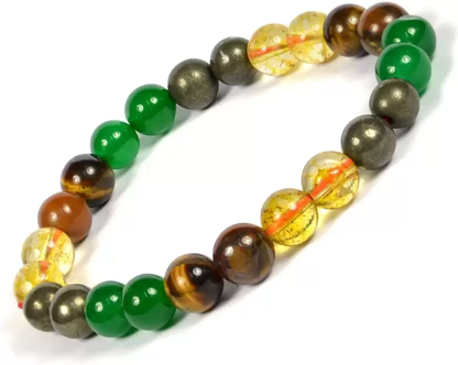 Money Magnet Crystal Bracelet For Wealth Income & Prosperity Citrine, Hematite, Green Aventurine, Golden, Tiger Eye For Unisex