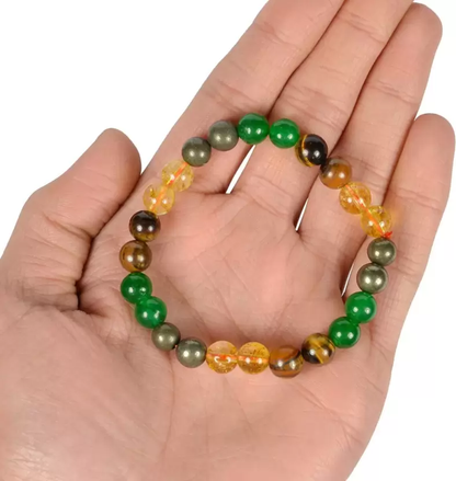 Money Magnet Crystal Bracelet For Wealth Income & Prosperity Citrine, Hematite, Green Aventurine, Golden, Tiger Eye For Unisex